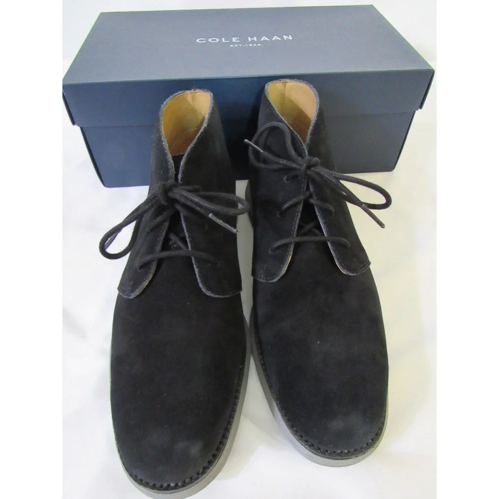 Cole Haan Chukka Boots Sz 8.5 M Lunargrand‎ Black Suede Lace Up Casual Grand Os
